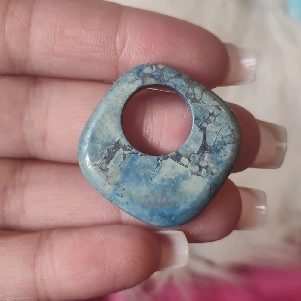 Blue Sea Sediment Jasper Stone Necklace Pendant - Picture 2 of 4